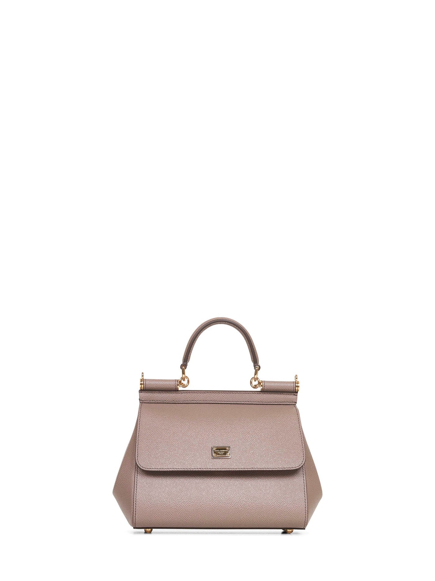 Dolce & Gabbana Medium Sicily Top Handle Bag — Taupe Calf Leather