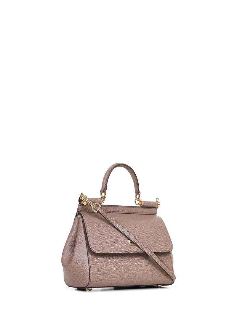 Dolce & Gabbana Medium Sicily Top Handle Bag — Taupe Calf Leather