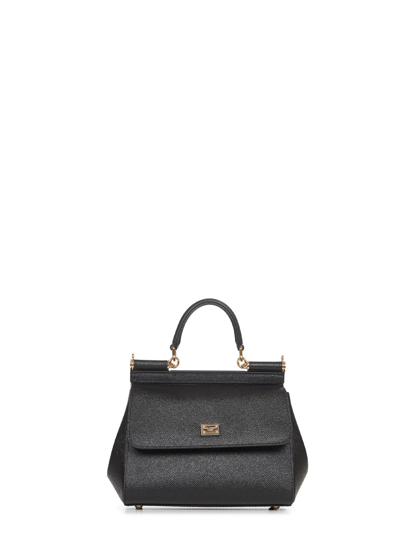 Dolce & Gabbana Sicily Top Handle Bag — Black Calf Leather