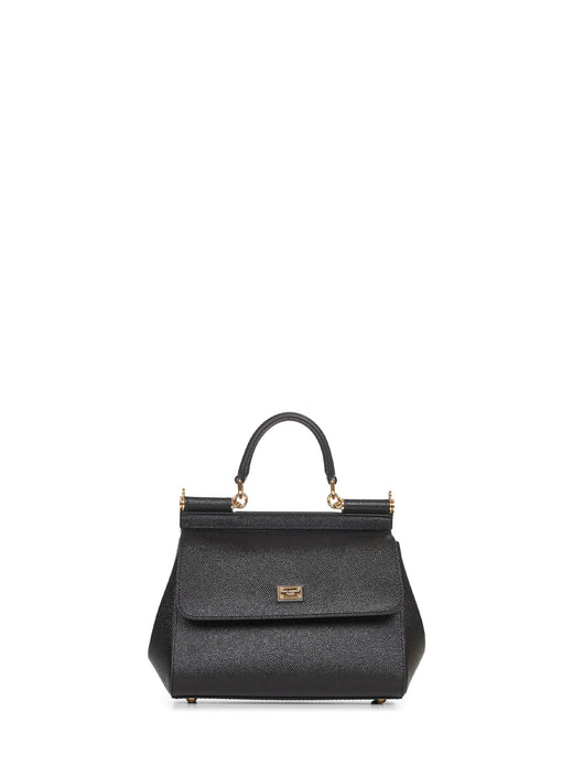 Dolce & Gabbana Sicily Top Handle Bag — Black Calf Leather