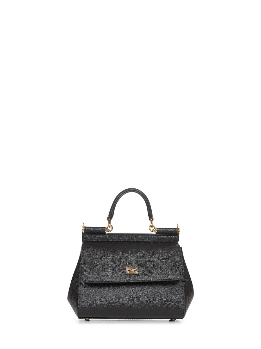 Dolce & Gabbana Sicily Top Handle Bag — Black Calf Leather