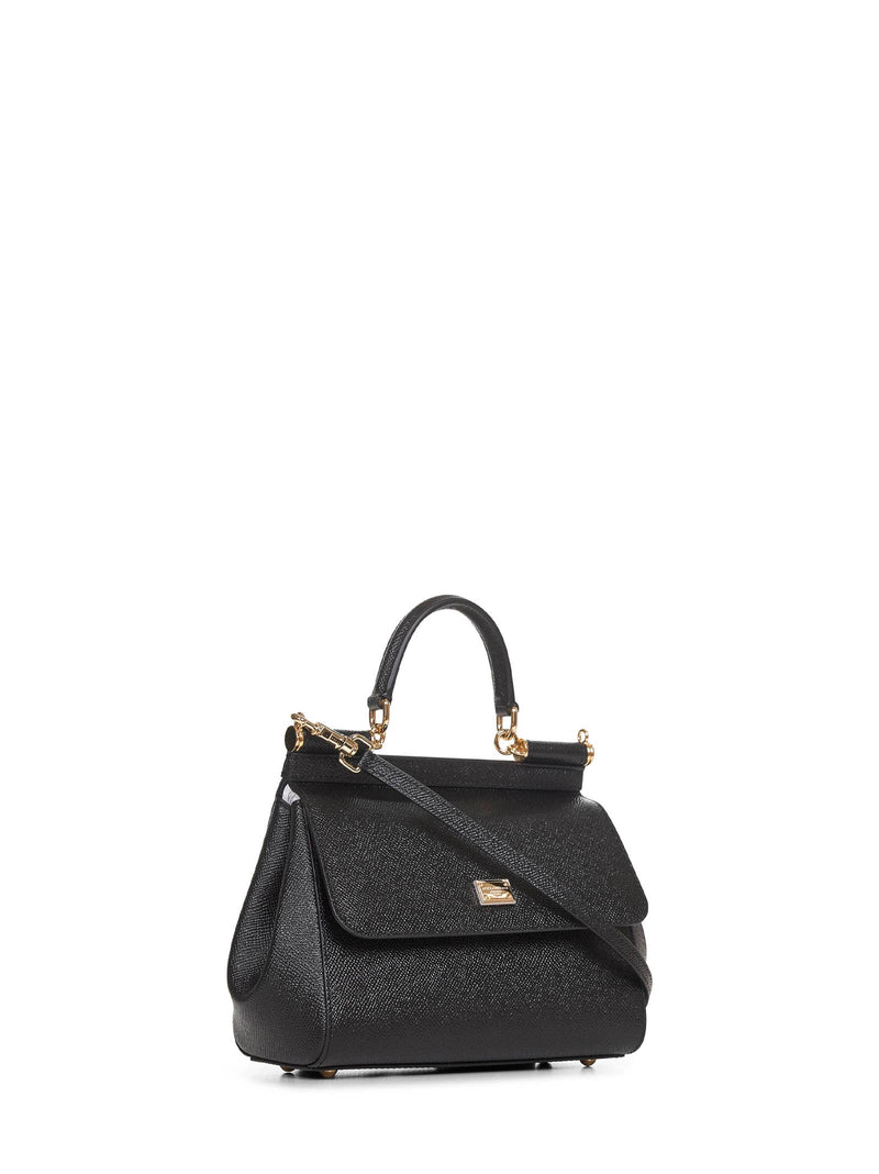 Dolce & Gabbana Sicily Top Handle Bag — Black Calf Leather