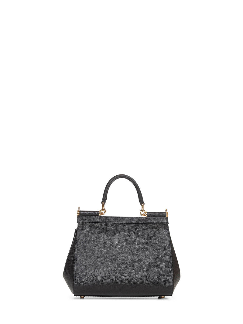 Dolce & Gabbana Sicily Top Handle Bag — Black Calf Leather