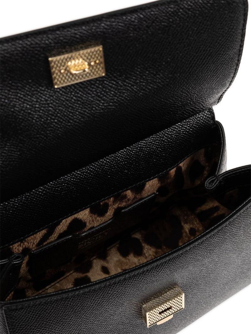 Dolce & Gabbana Sicily Top Handle Bag — Black Calf Leather
