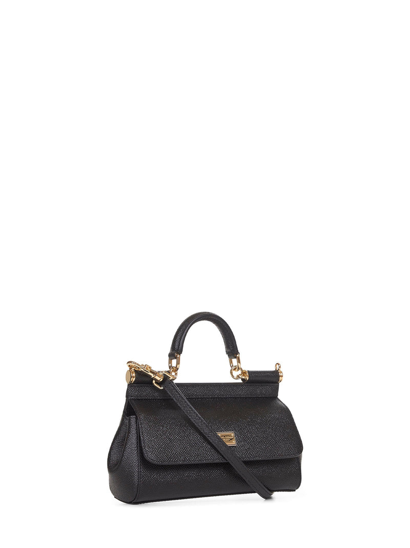 Dolce & Gabbana Sicily Top Handle Bag — Black Calf Leather