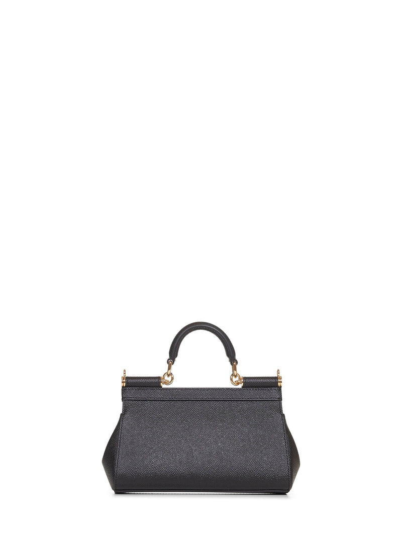 Dolce & Gabbana Sicily Top Handle Bag — Black Calf Leather