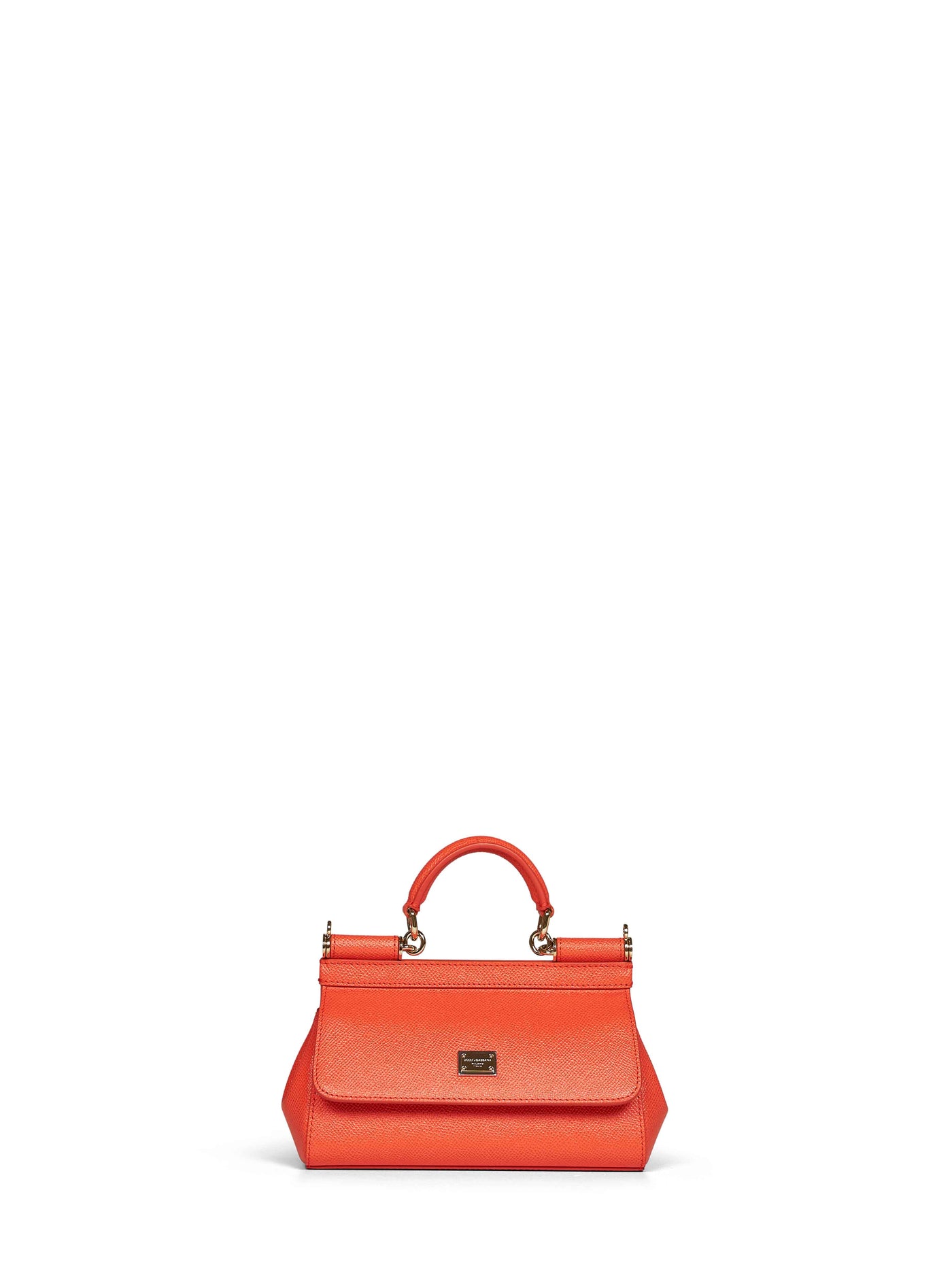 Dolce & Gabbana Sicily Mini Top Handle Bag — Orange Calf Leather