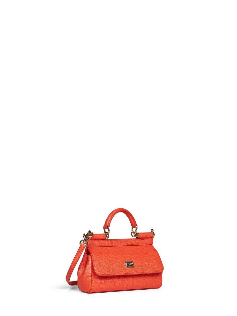 Dolce & Gabbana Sicily Mini Top Handle Bag — Orange Calf Leather