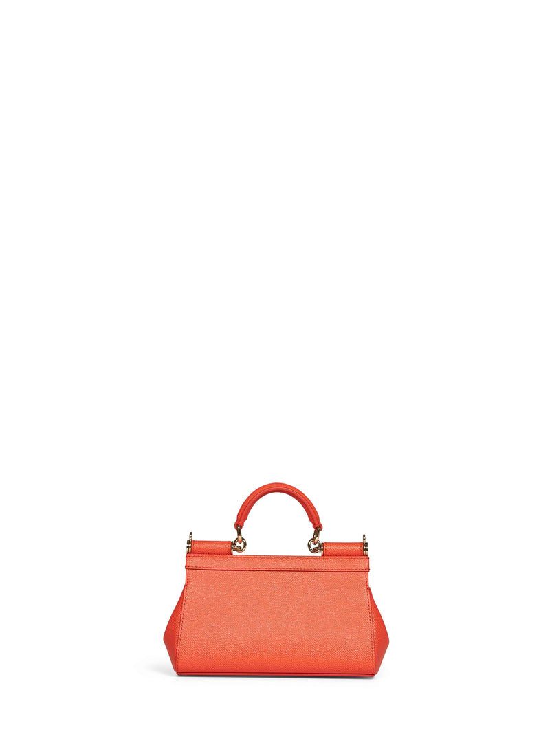 Dolce & Gabbana Sicily Mini Top Handle Bag — Orange Calf Leather