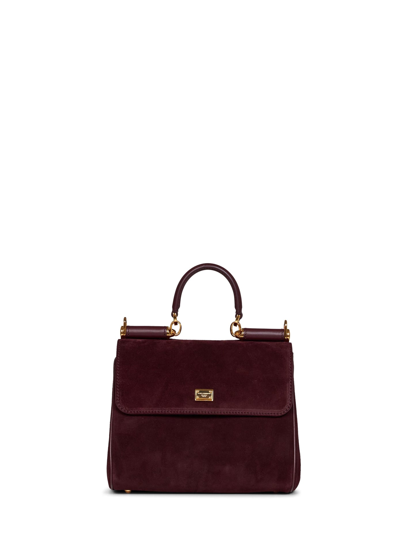 Dolce & Gabbana My Sicily Top Handle Bag — Burgundy Calf Leather Hand