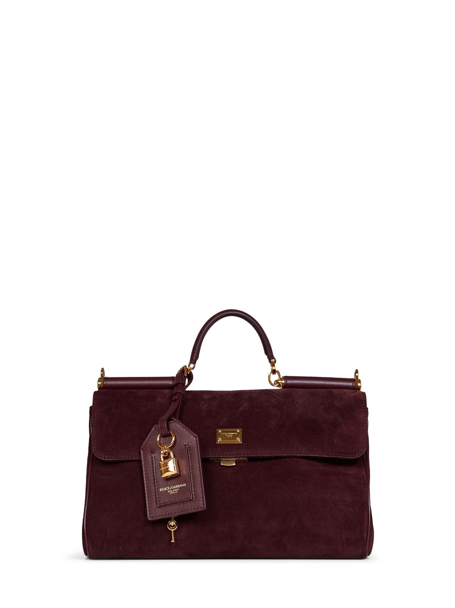 Dolce & Gabbana My Sicily Top Handle Bag — Burgundy Calf Leather