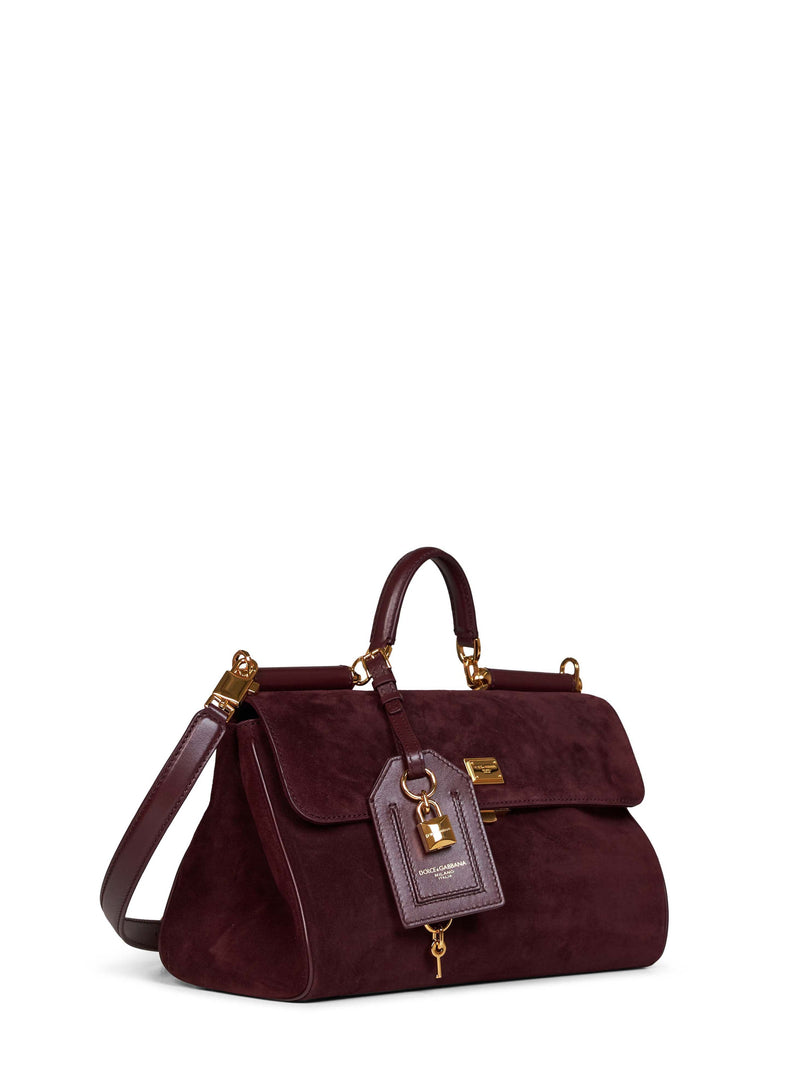 Dolce & Gabbana My Sicily Top Handle Bag — Burgundy Calf Leather