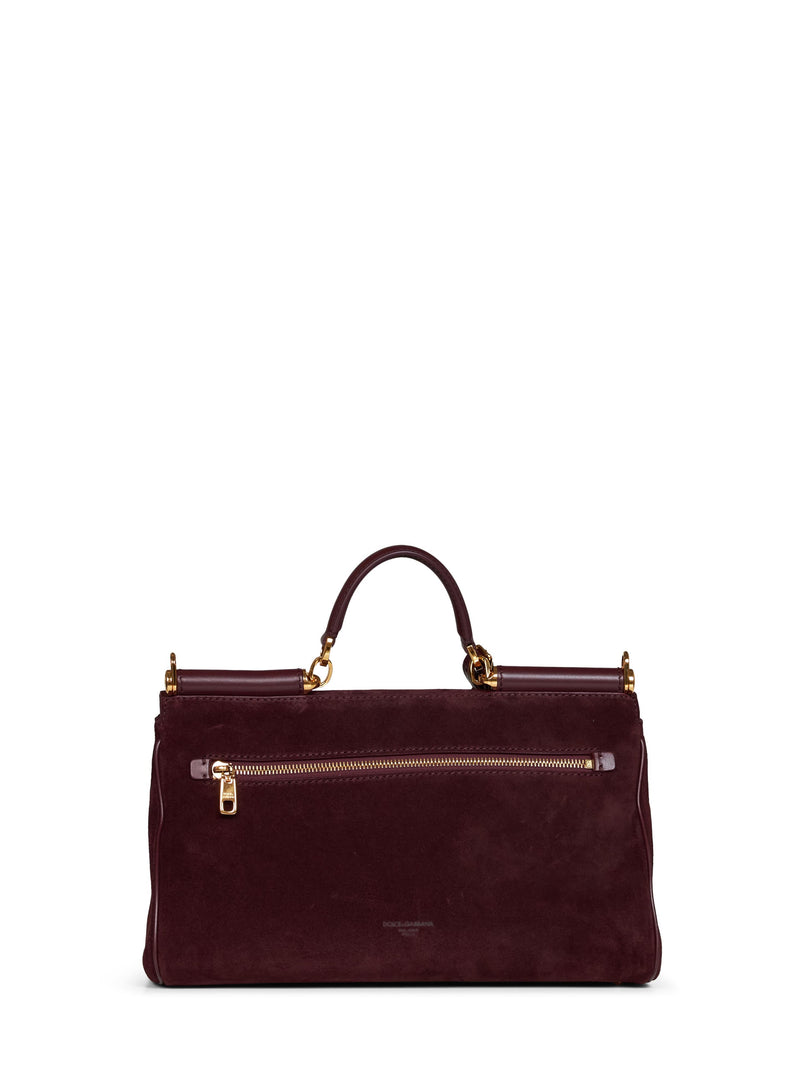 Dolce & Gabbana My Sicily Top Handle Bag — Burgundy Calf Leather