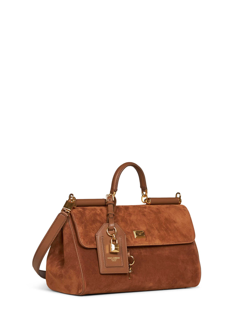 Dolce & Gabbana Suede Calf Leather Shoulder Bag — Brown