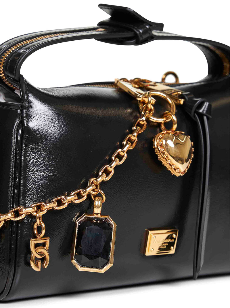 Dolce & Gabbana Vittoria Shoulder Bag — Black Calf Leather