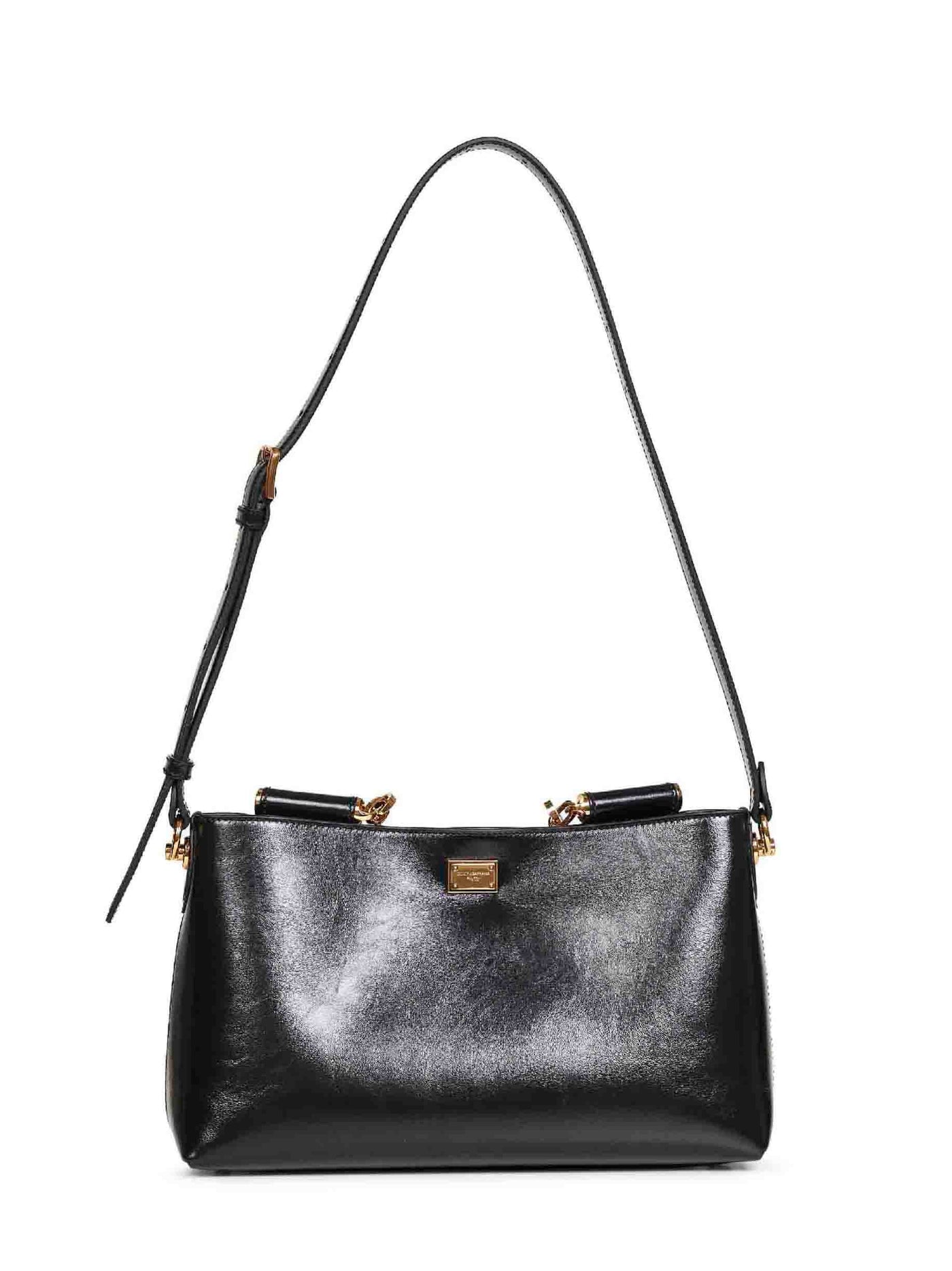 Dolce & Gabbana Polished Calf Leather Shoulder Bag — Black