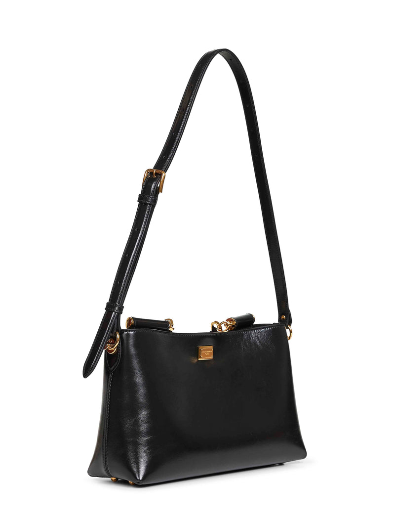 Dolce & Gabbana Polished Calf Leather Shoulder Bag — Black