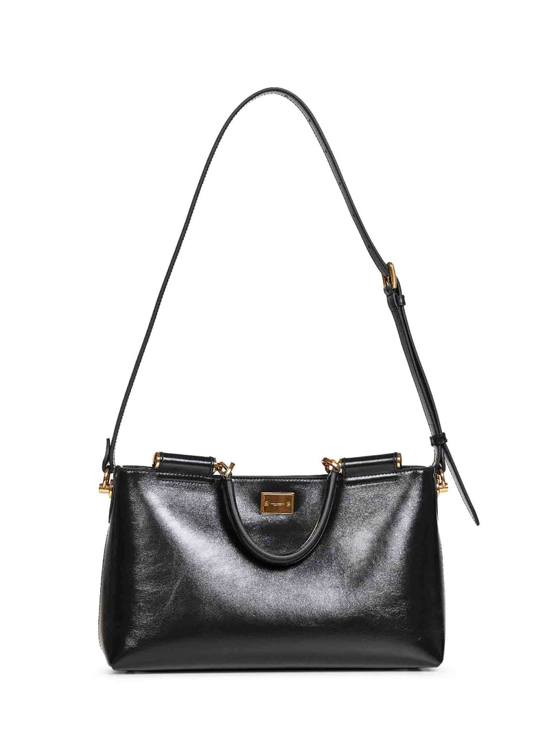 Dolce & Gabbana Polished Calf Leather Shoulder Bag — Black
