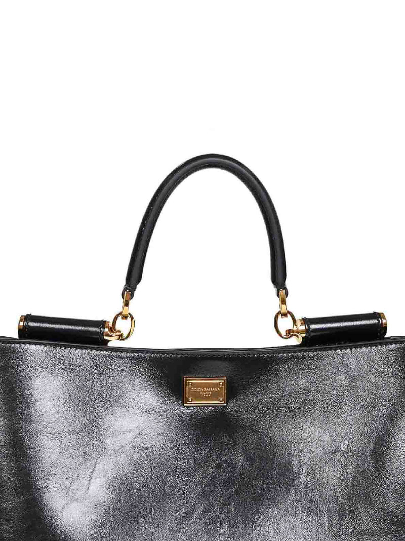 Dolce & Gabbana Polished Calf Leather Shoulder Bag — Black