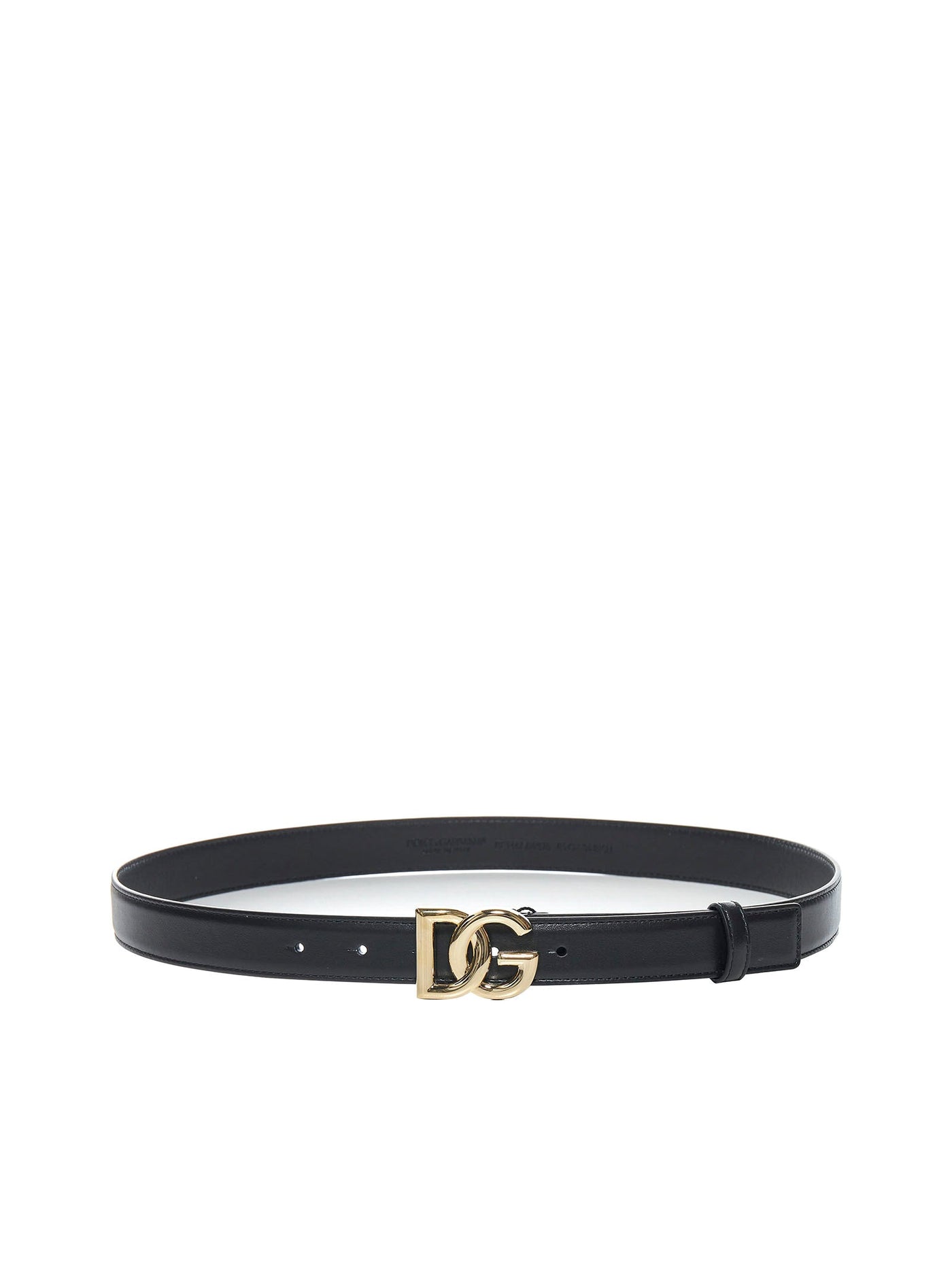 Dolce & Gabbana Calfskin Logo Belt — Black Calf Leather