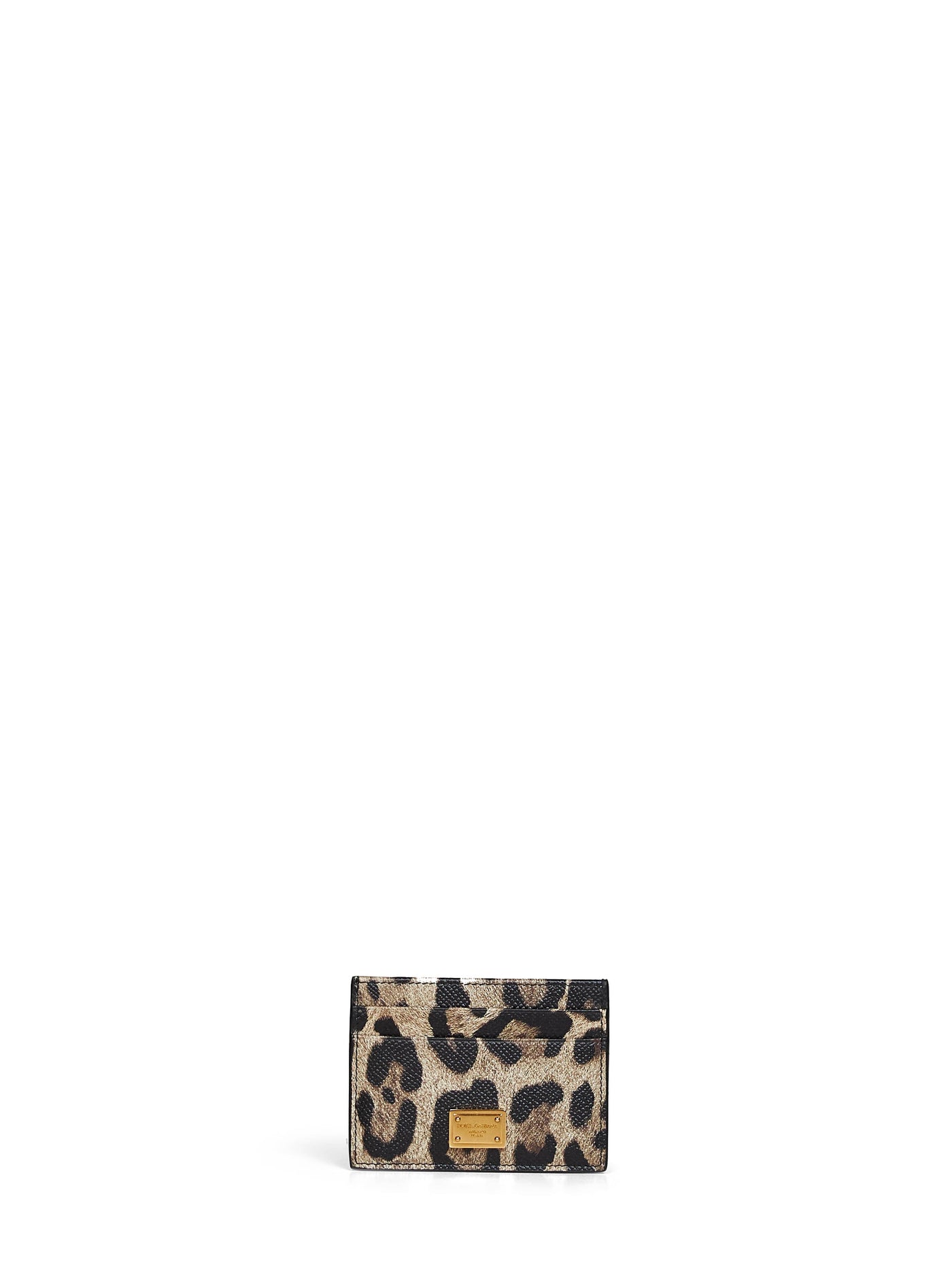 Dolce & Gabbana Leopard-Print Dauphine Calf Card Case — Multicolor Leather Cases