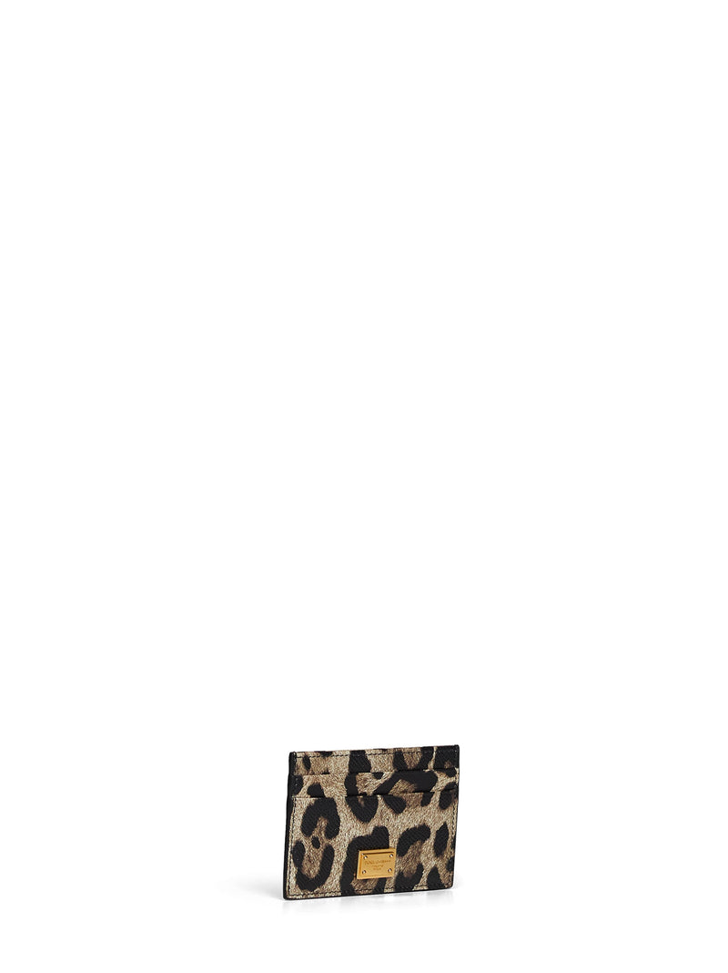 Dolce & Gabbana Leopard-Print Dauphine Calf Card Case — Multicolor Leather Cases