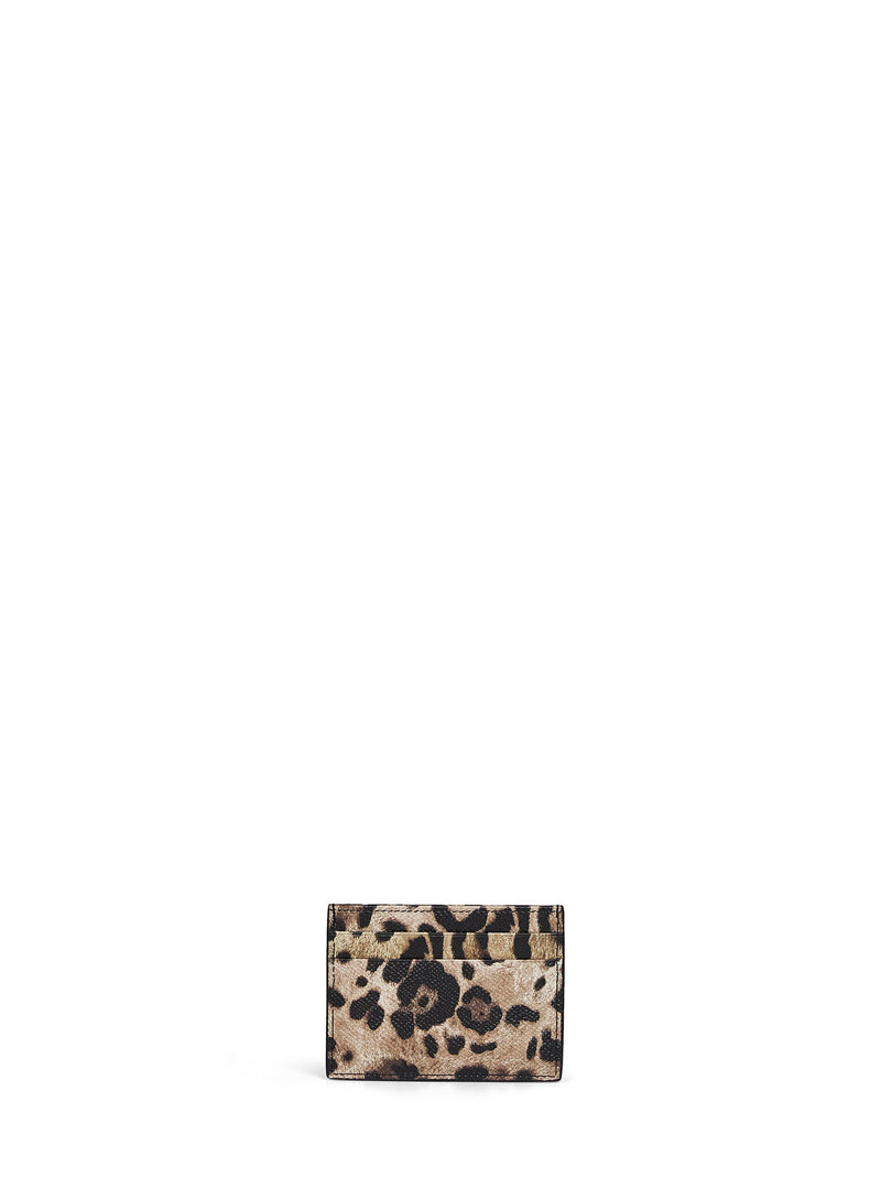 Dolce & Gabbana Leopard-Print Dauphine Calf Card Case — Multicolor Leather Cases