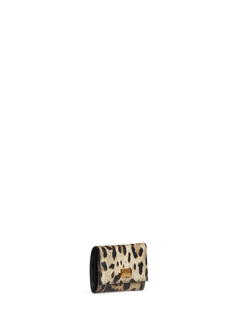 Dolce & Gabbana Leopard-Print Calf Leather Wallet — Multicolor Purses