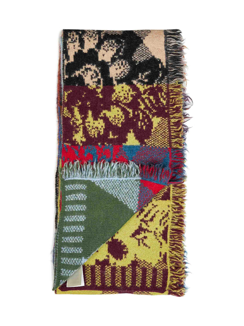 Dries Van Noten Patchwork Alpaca-Blend Jacquard Scarf — Multicolor Wool Scarfs