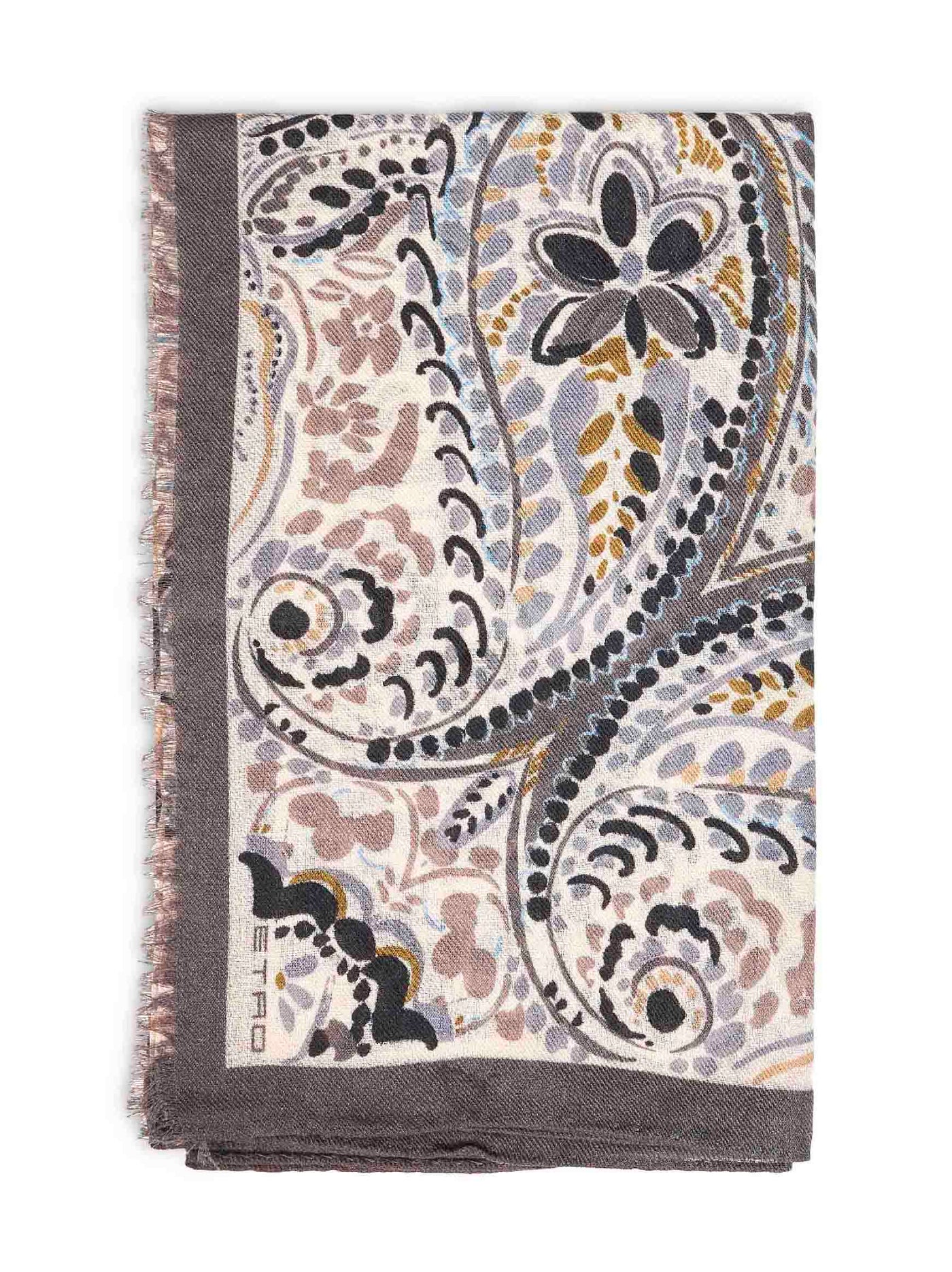 Etro Paisley Print Wool And Silk Scarf Multicolour Scarfs