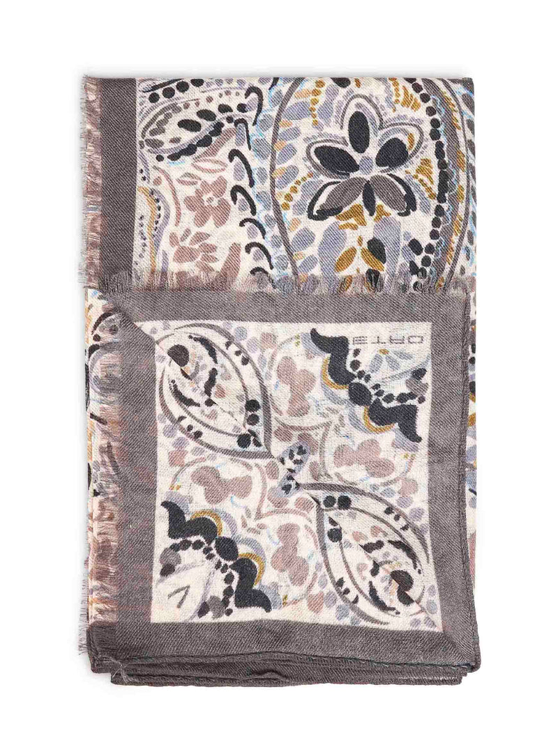 Etro Paisley Print Wool And Silk Scarf Multicolour Scarfs