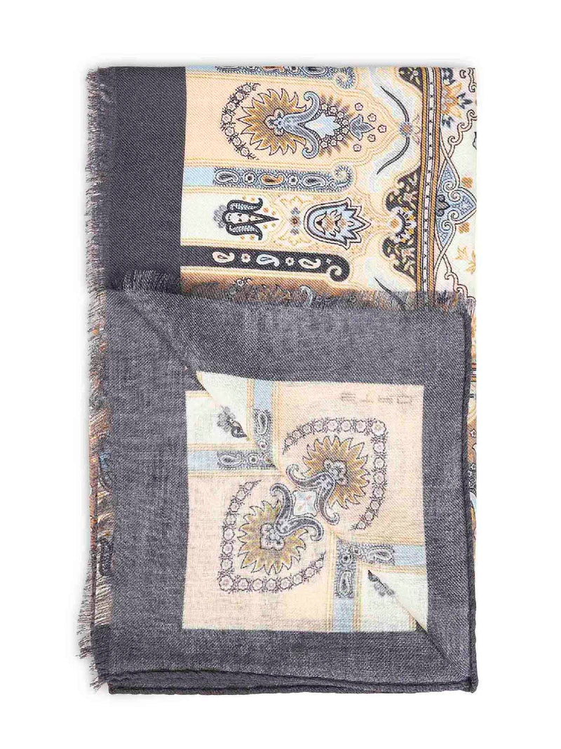 Etro Wool-Silk Paisley Jacquard Scarf — Multicolor Scarfs