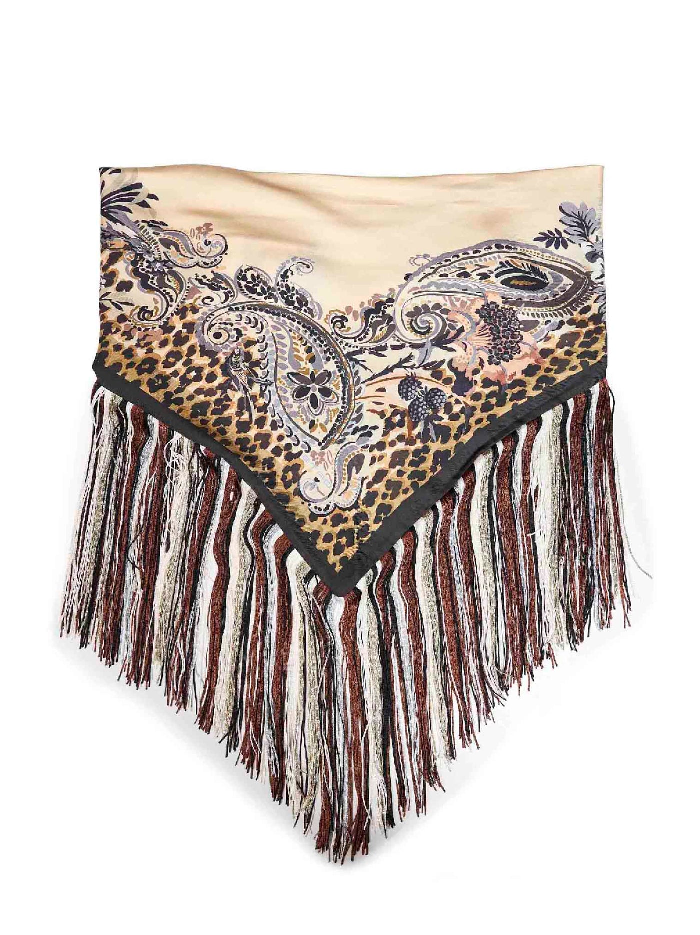 Etro Paisley And Floral Printed Silk Scarf — Beige Scarfs
