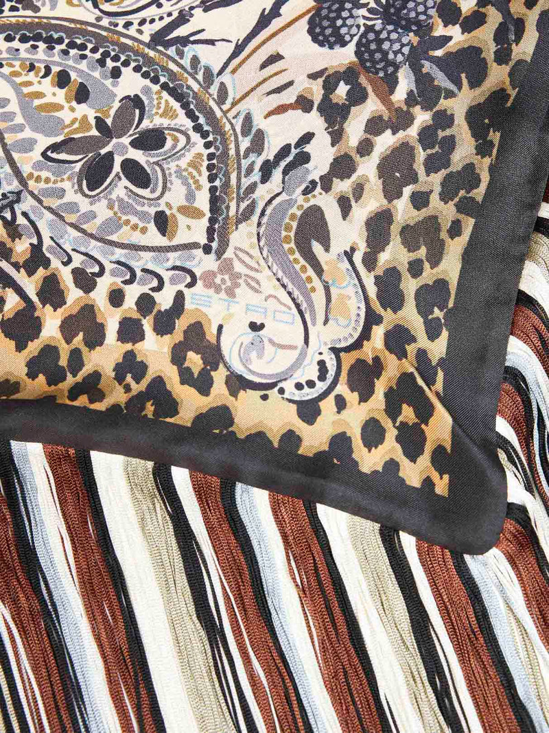 Etro Paisley And Floral Printed Silk Scarf — Beige Scarfs
