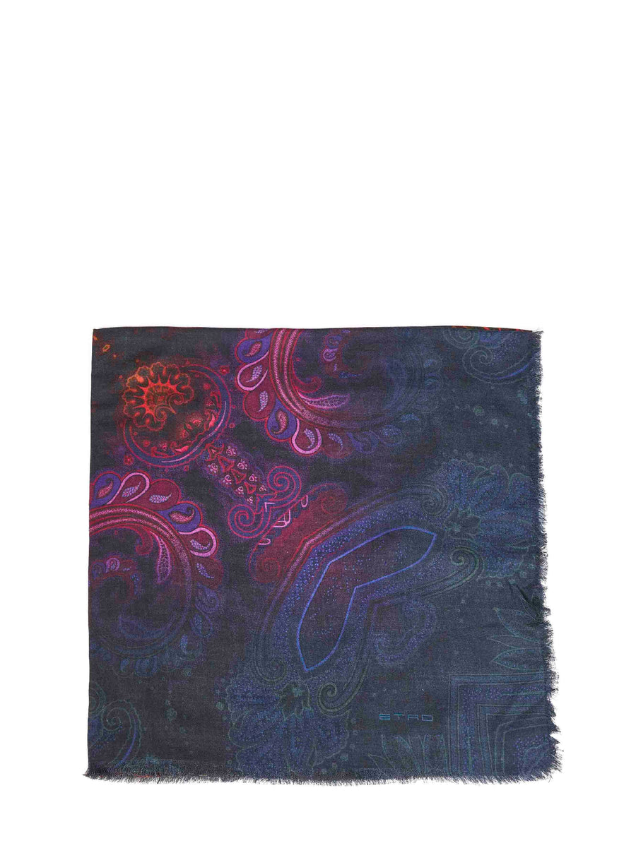 Etro Modal And Cashmere Jacquard Scarf — Navy Scarfs
