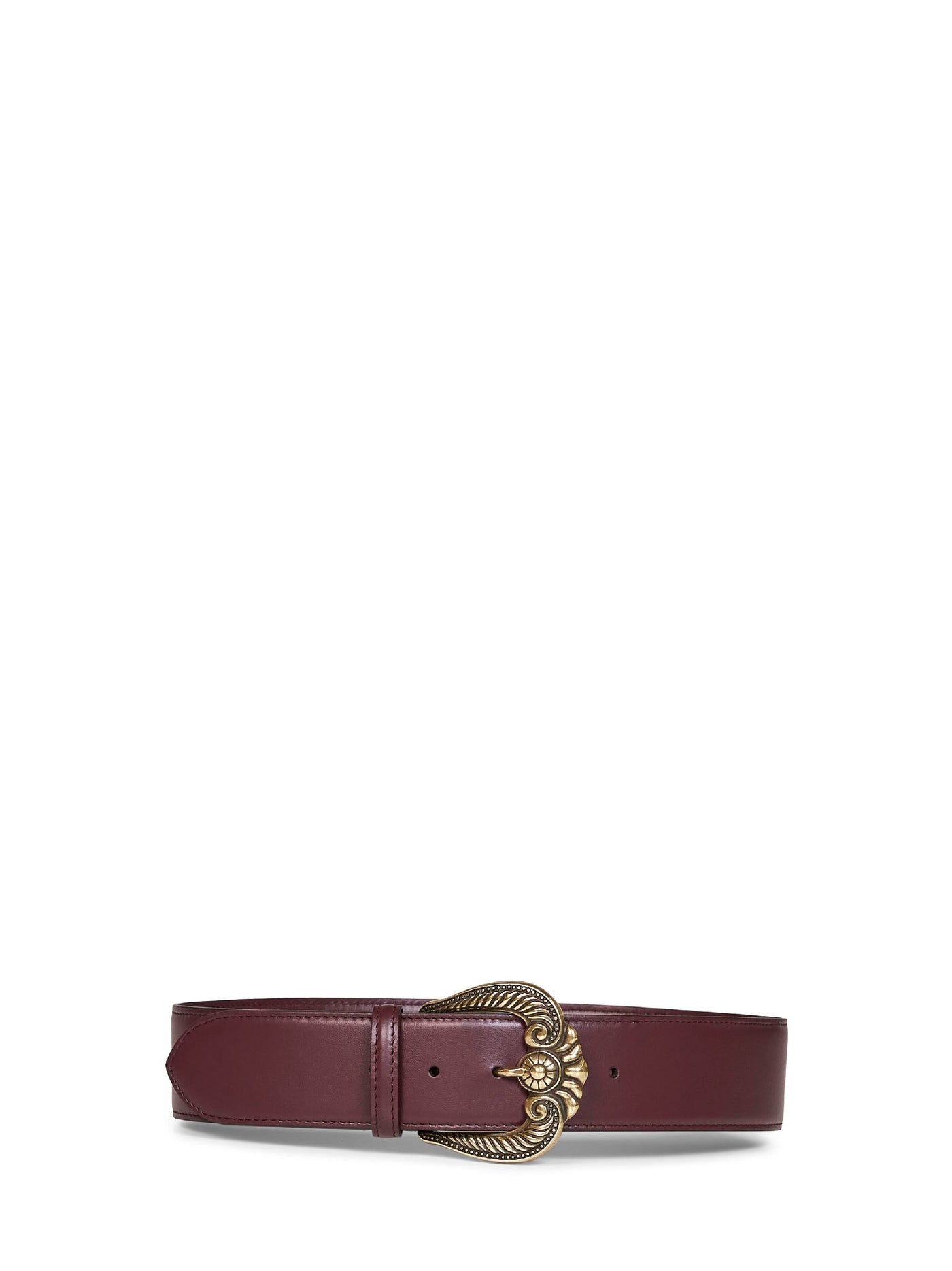 Etro Paisley-Buckle Calf Leather Belt — Burgundy