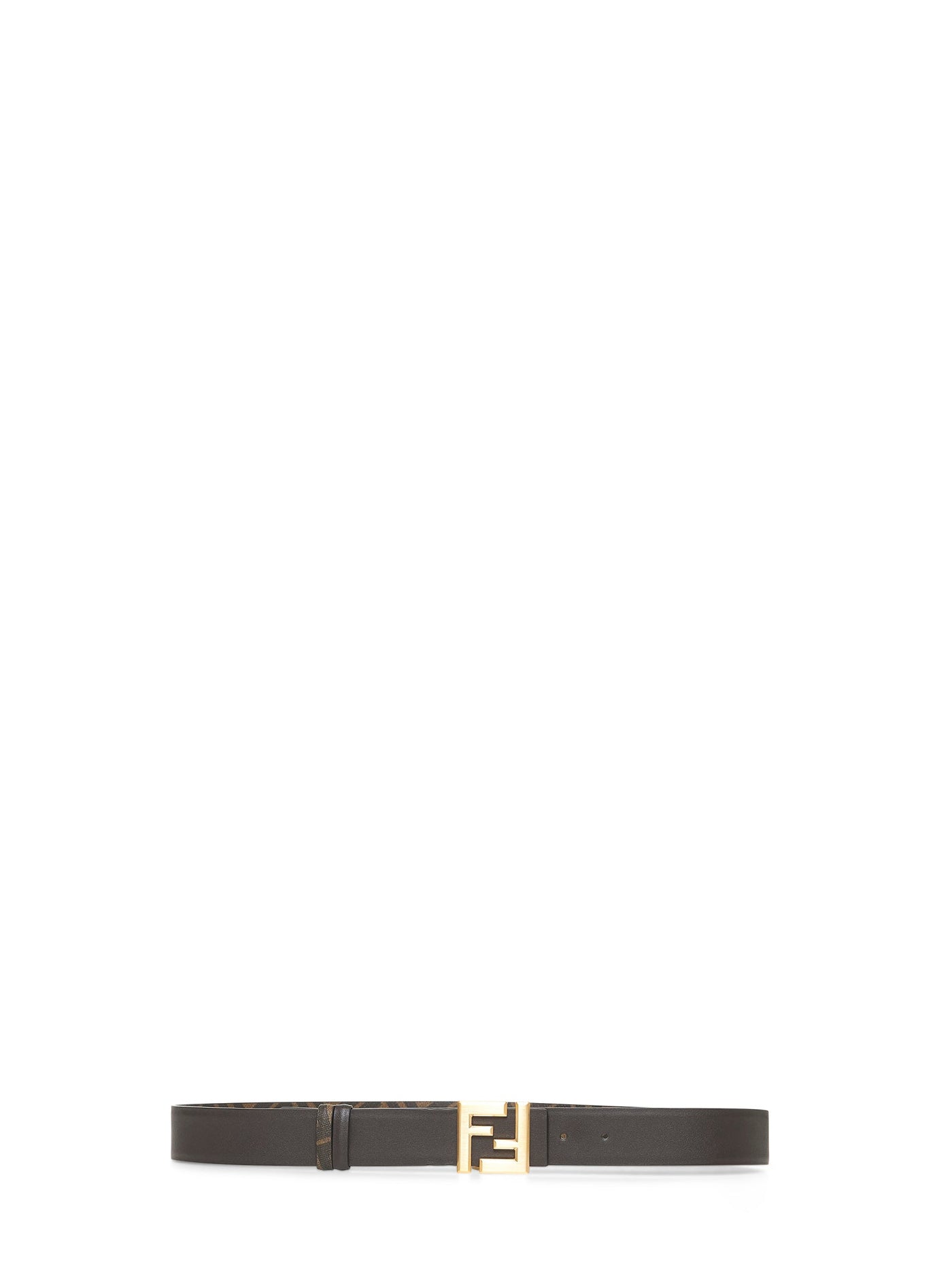 Fendi Reversible Squared Ff Buckle Belt — Brown Calf Leather