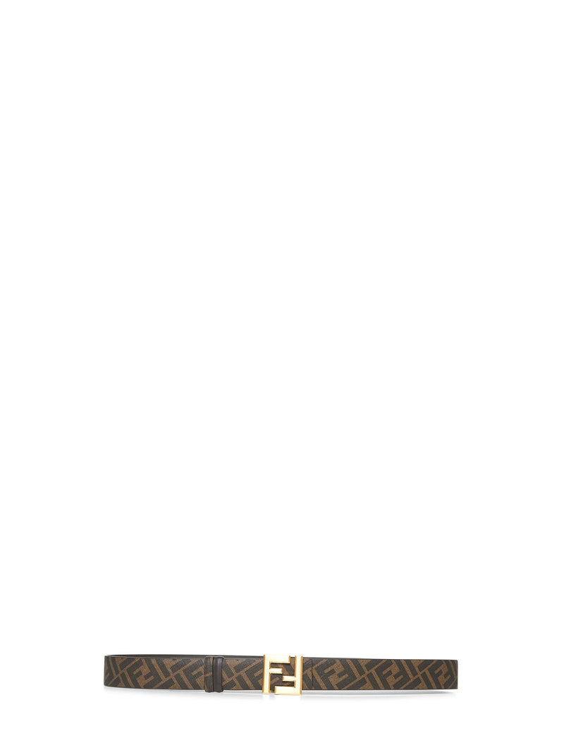 Fendi Reversible Squared Ff Buckle Belt — Brown Calf Leather