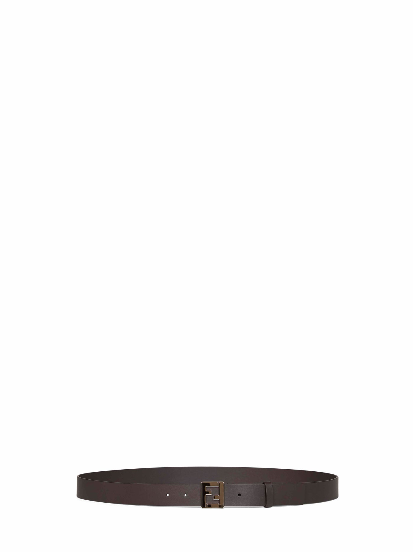 Fendi Ff Logo Plaque Belt — Brown Calf Leather