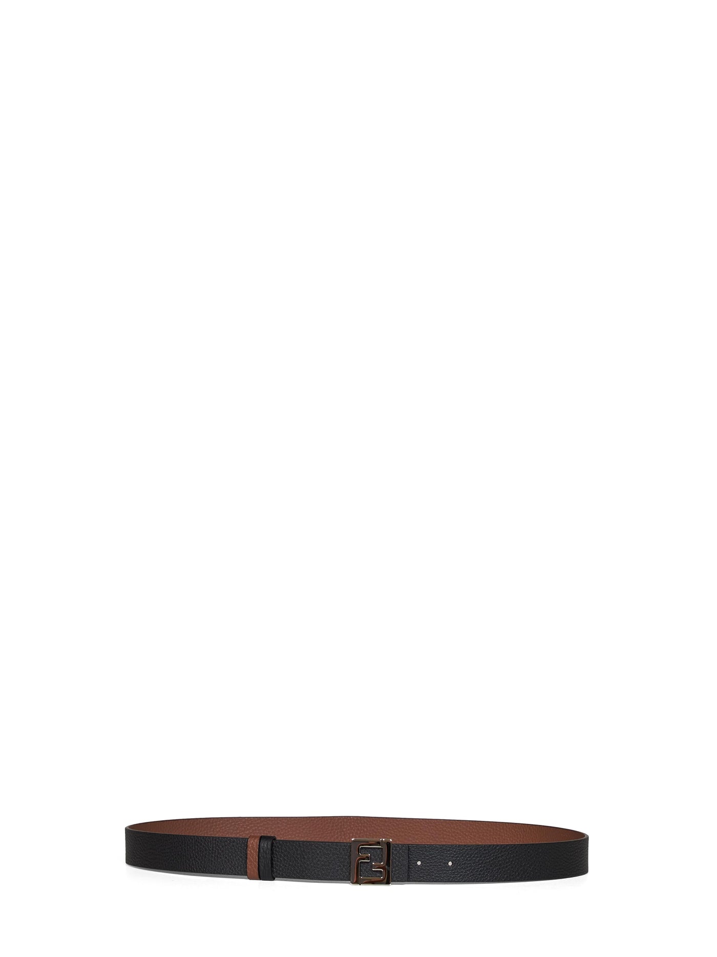 Fendi Reversible Leather Ff Belt — Black Calf