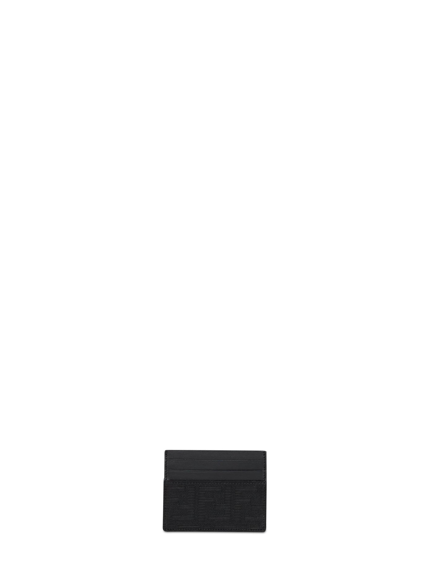 Fendi Ff Zucca Jacquard Card Case — Black Polyester Wallets & Cardholders