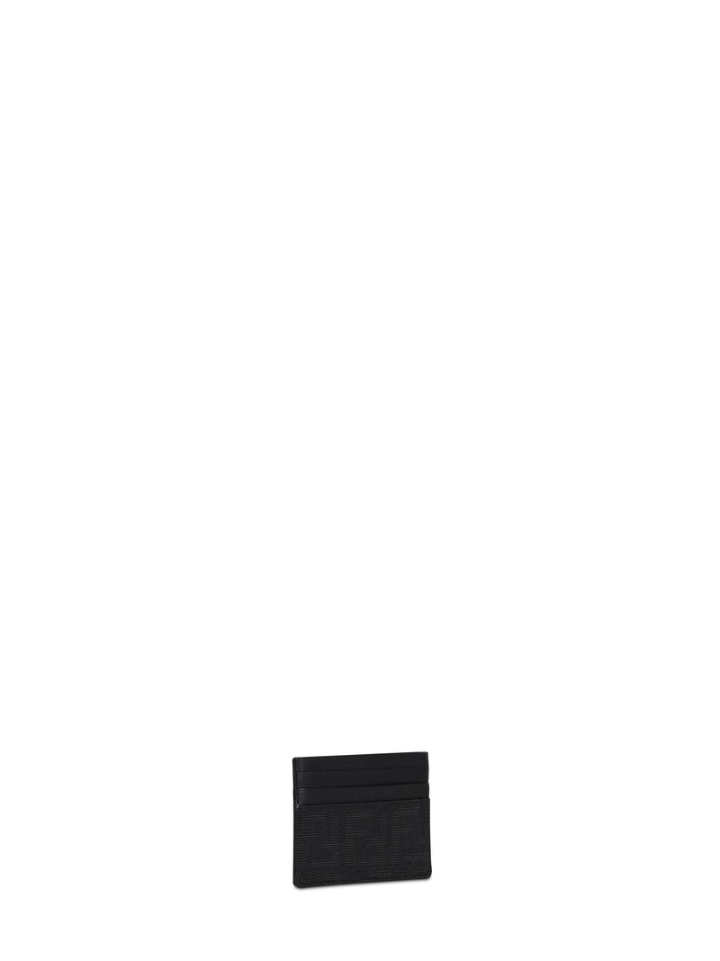 Fendi Ff Zucca Jacquard Card Case — Black Polyester Wallets & Cardholders