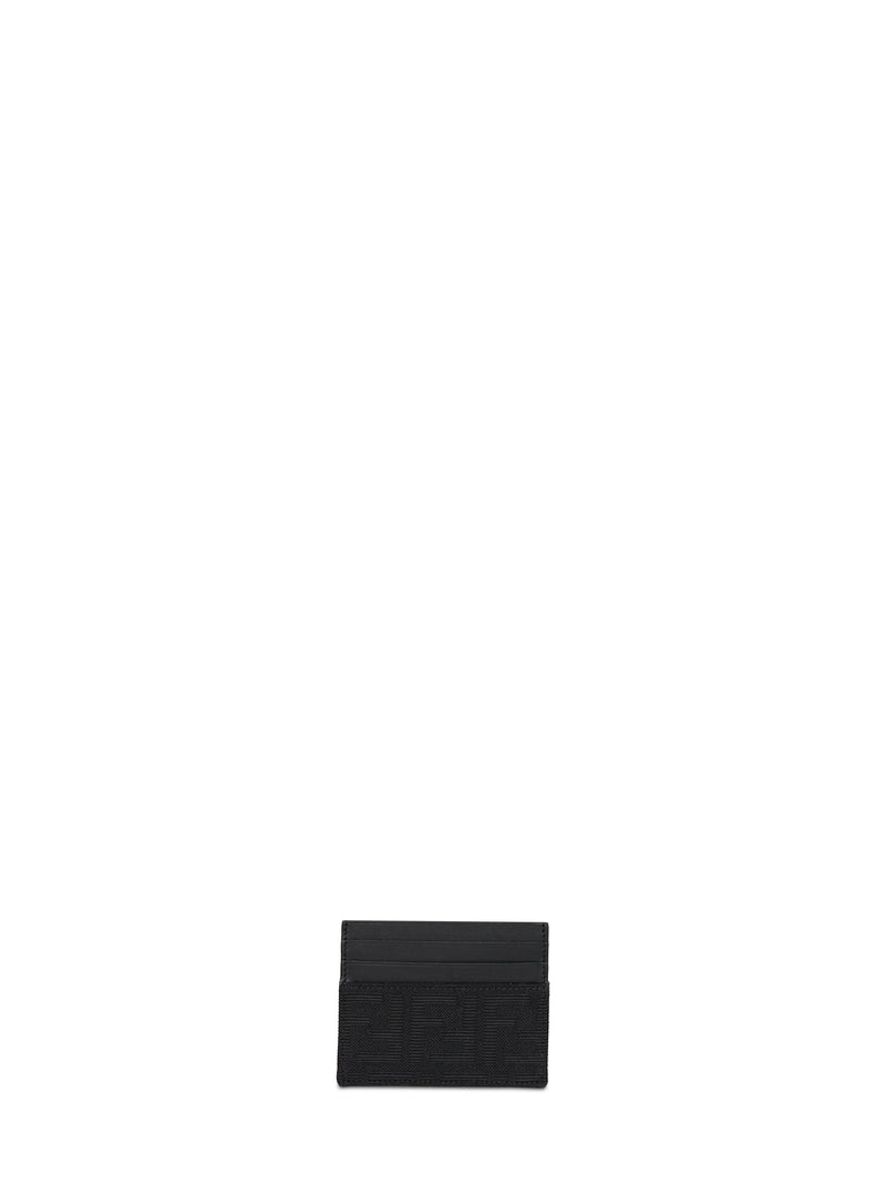 Fendi Ff Zucca Jacquard Card Case — Black Polyester Wallets & Cardholders