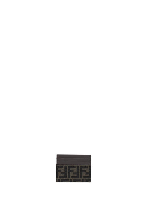 Fendi Ff Jacquard Card Case — Black Polyester Wallets & Cardholders