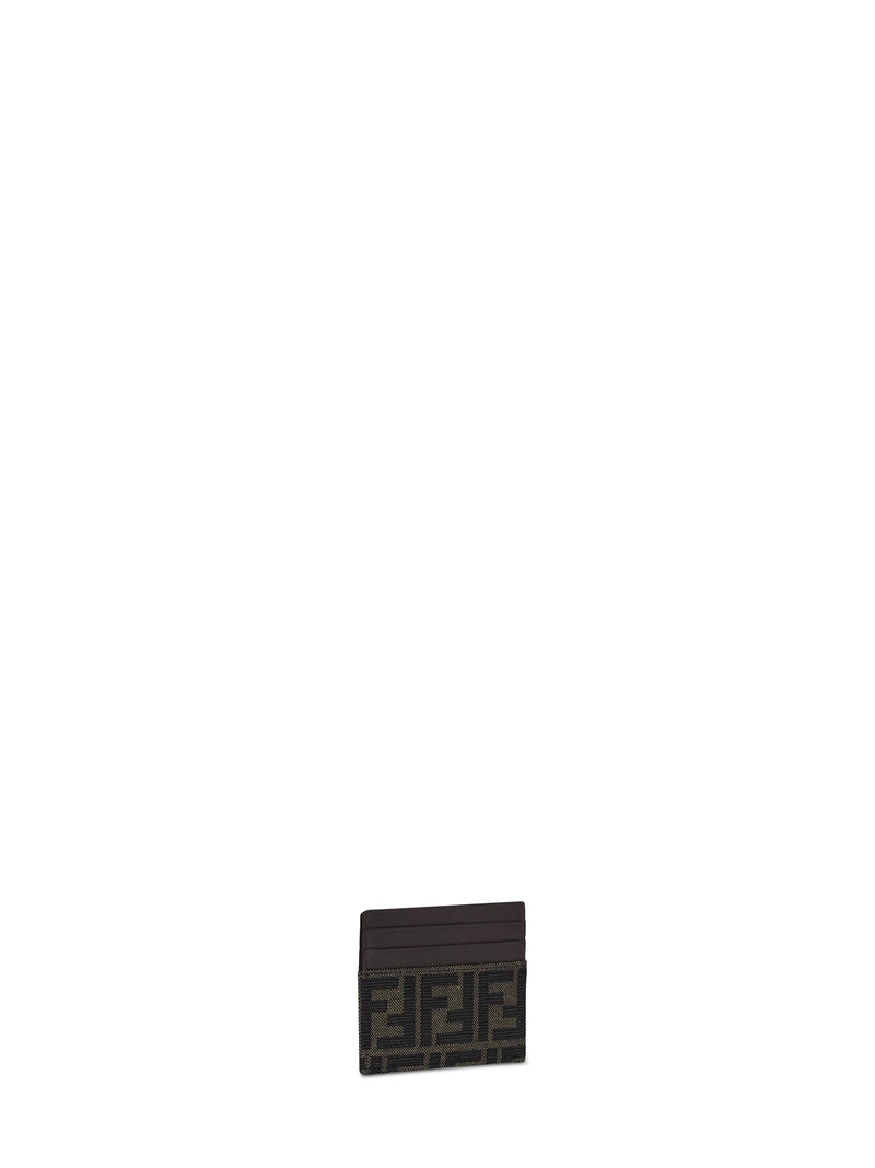 Fendi Ff Jacquard Card Case — Black Polyester Wallets & Cardholders