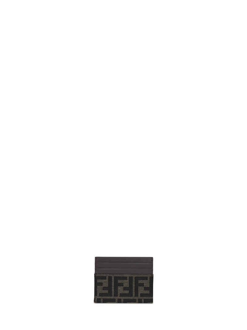 Fendi Ff Jacquard Card Case — Black Polyester Wallets & Cardholders