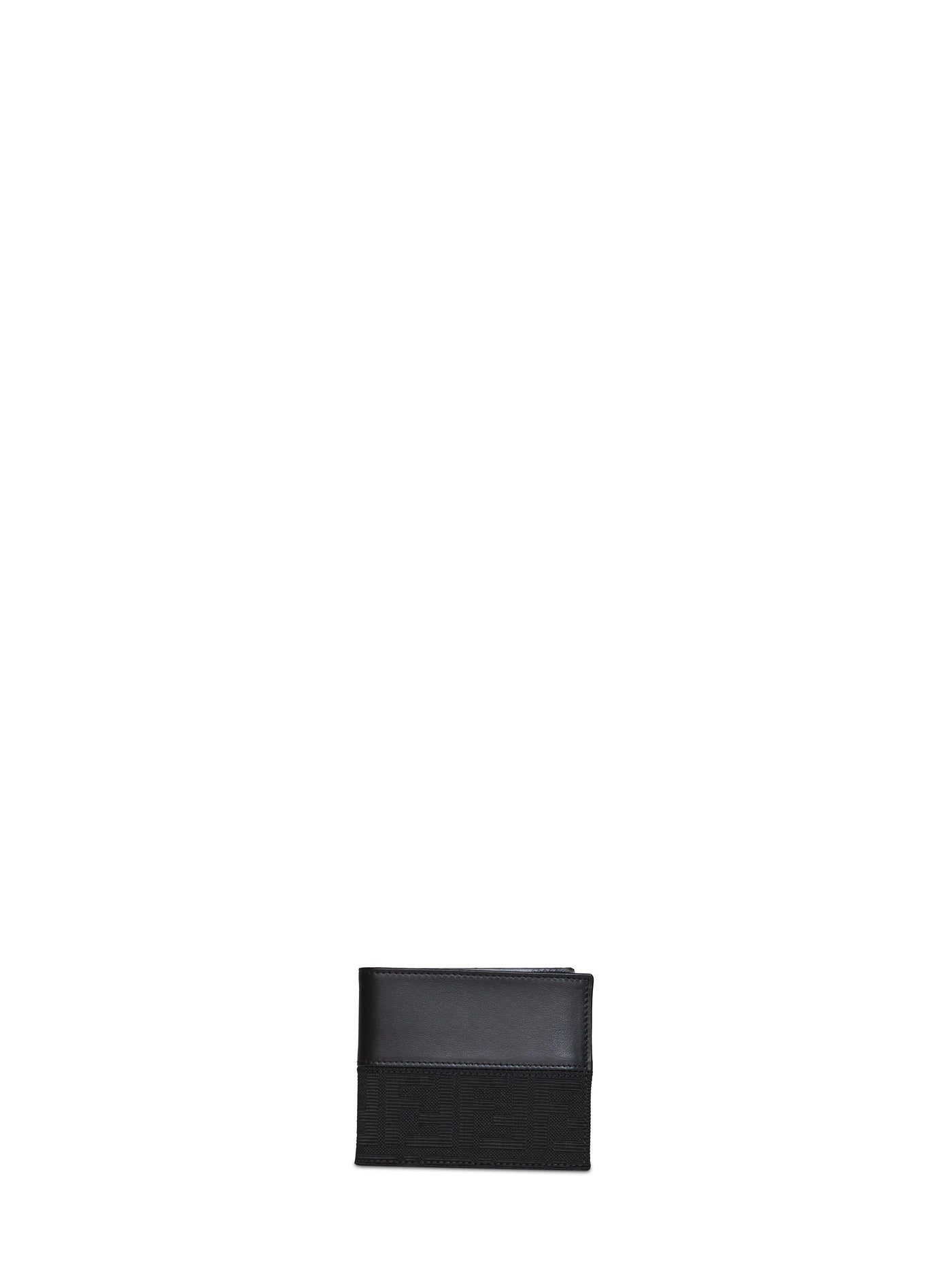 Fendi Ff Jacquard Bi-Fold Wallet — Black Calf Leather & Cardholders