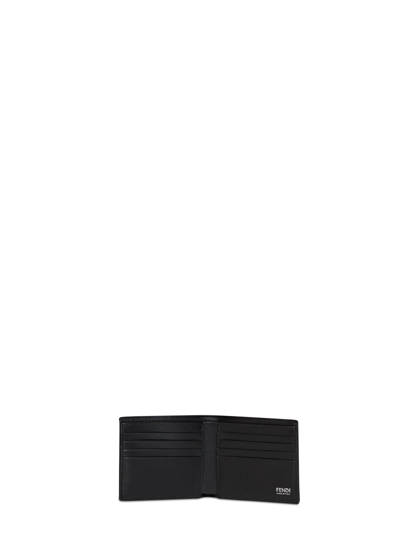Fendi Ff Jacquard Bi-Fold Wallet — Black Calf Leather & Cardholders