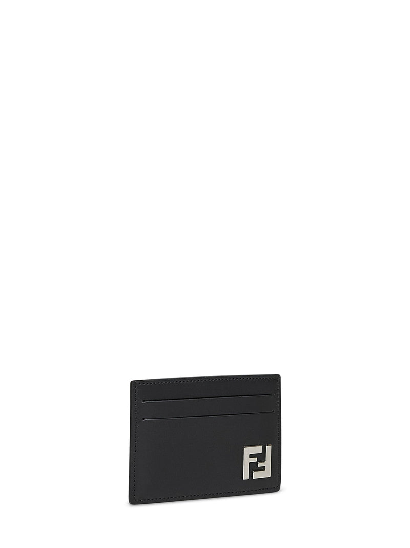 Fendi Squared Ff Logo Card Case — Black Calf Leather Cases