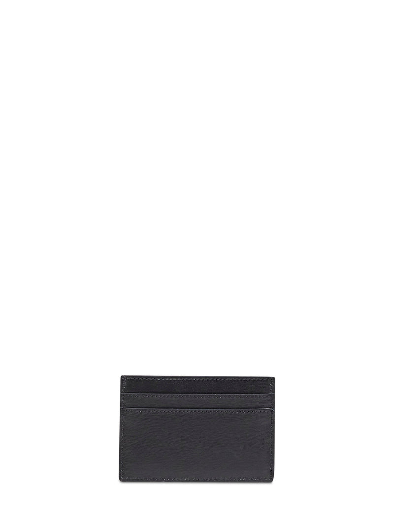 Fendi Squared Ff Metal Detail Card Case — Black Calf Leather Cases